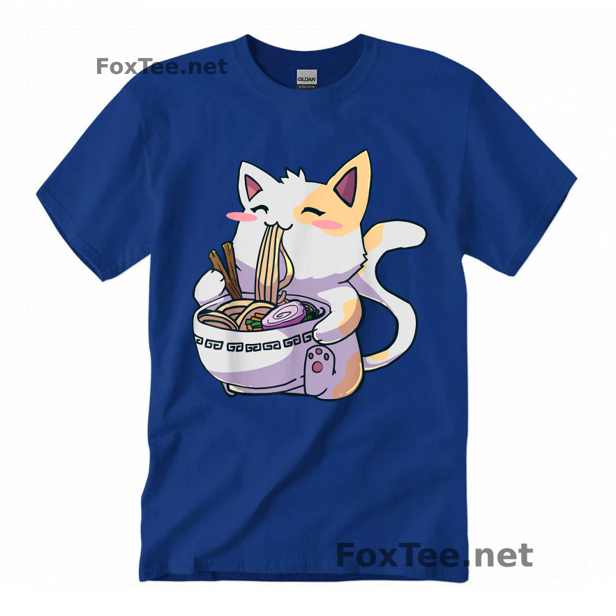 Thumb Ramen Cat Kawaii Neko Shirt - Royal