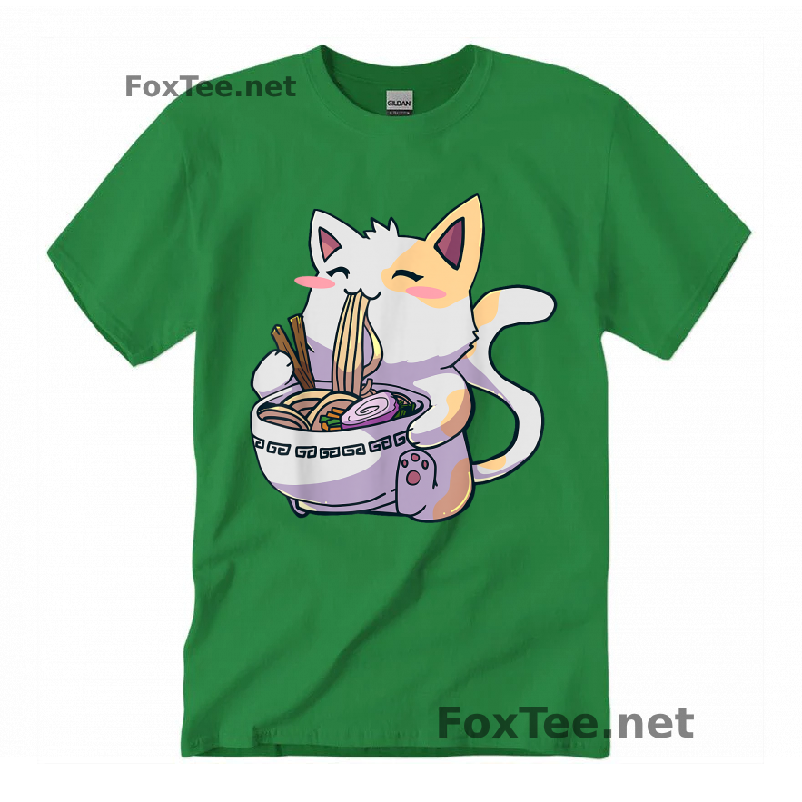 Thumb Ramen Cat Kawaii Neko Shirt - Irish Green