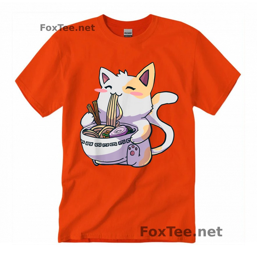 Thumb Ramen Cat Kawaii Neko Shirt - Orange