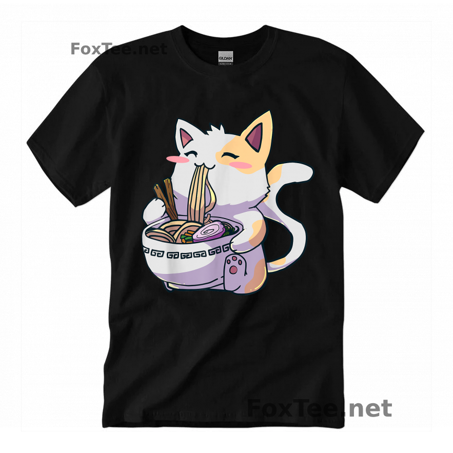 Thumb Ramen Cat Kawaii Neko Shirt - Black