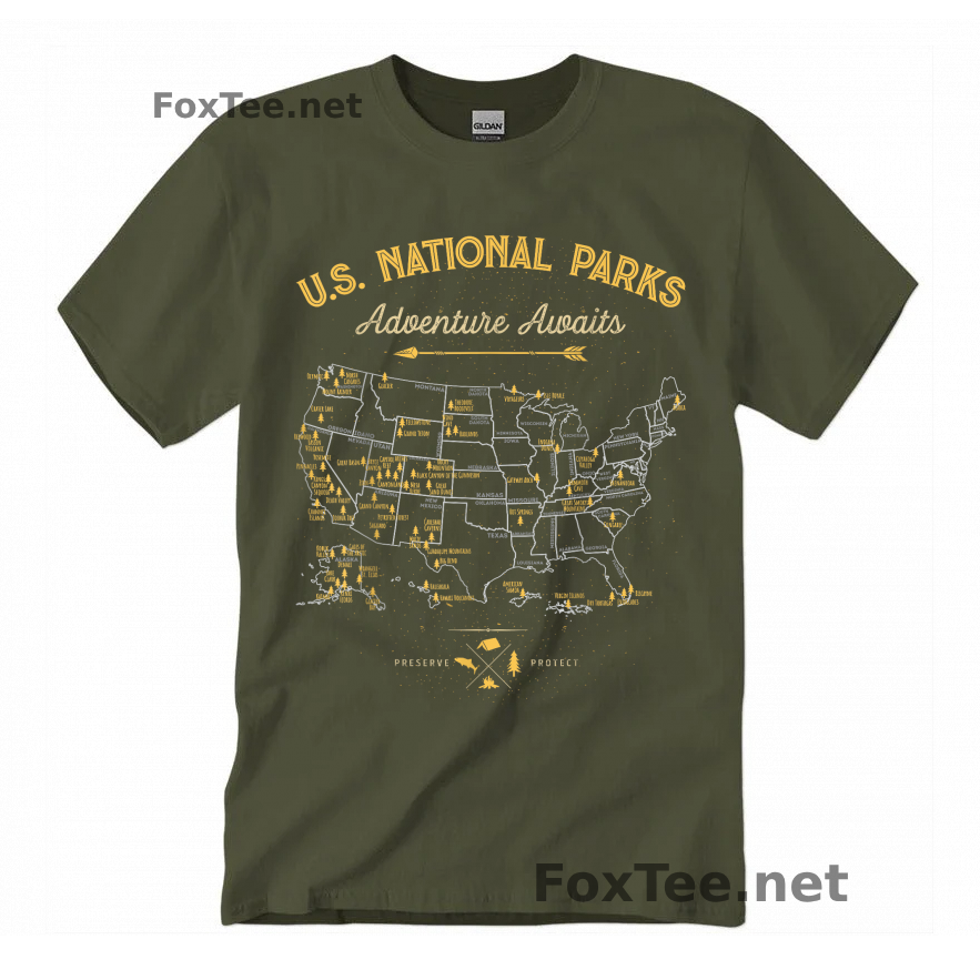 Thumb US National Parks T-Shirt - Military Green