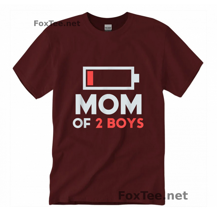 Thumb Mom of 2 Boys Shirt - Maroon