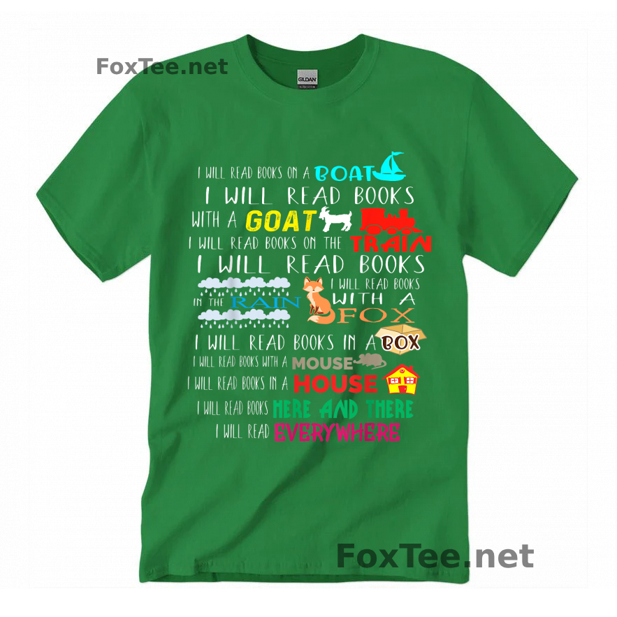 Thumb I Will Read Books On A Boat & Everywhere Reading Gifts Short Sleeve T-Shirt - Irish Green