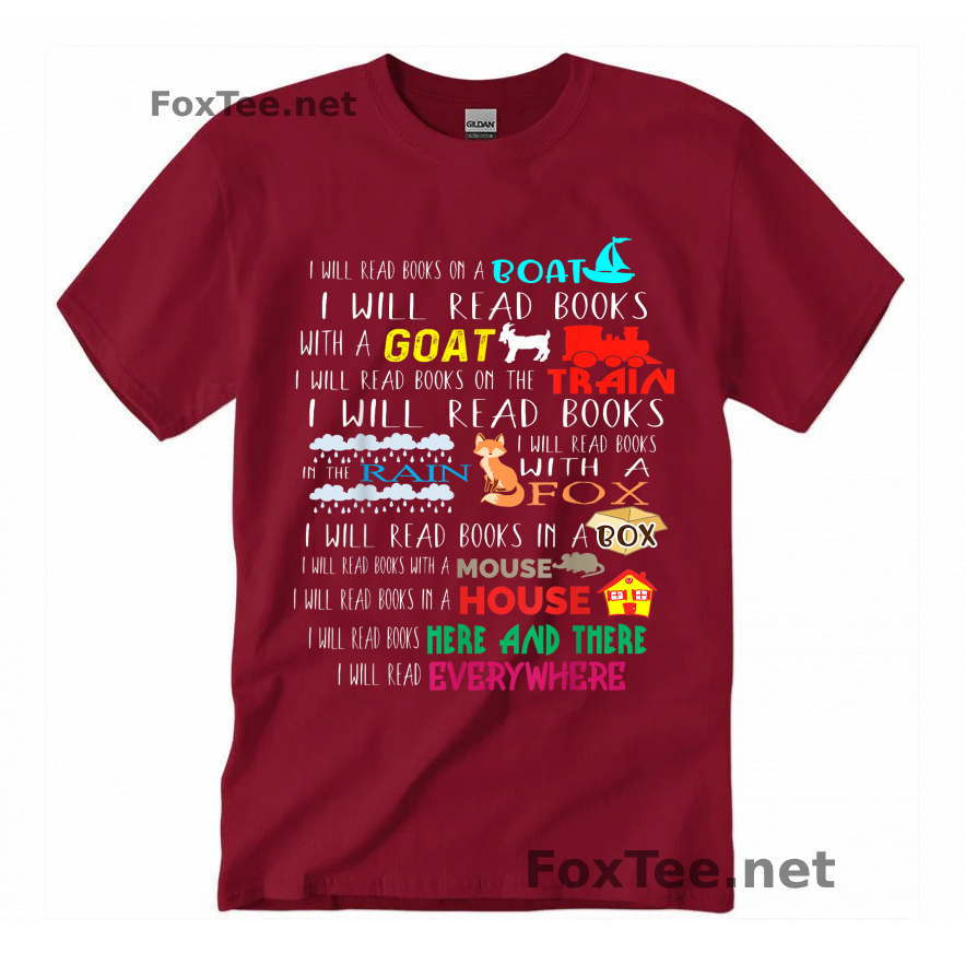 Thumb I Will Read Books On A Boat & Everywhere Reading Gifts Short Sleeve T-Shirt - Cardinal Red