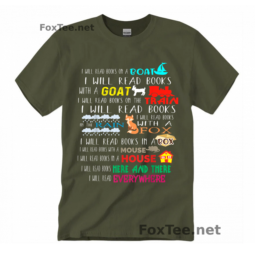 Thumb I Will Read Books On A Boat & Everywhere Reading Gifts Short Sleeve T-Shirt - Military Green