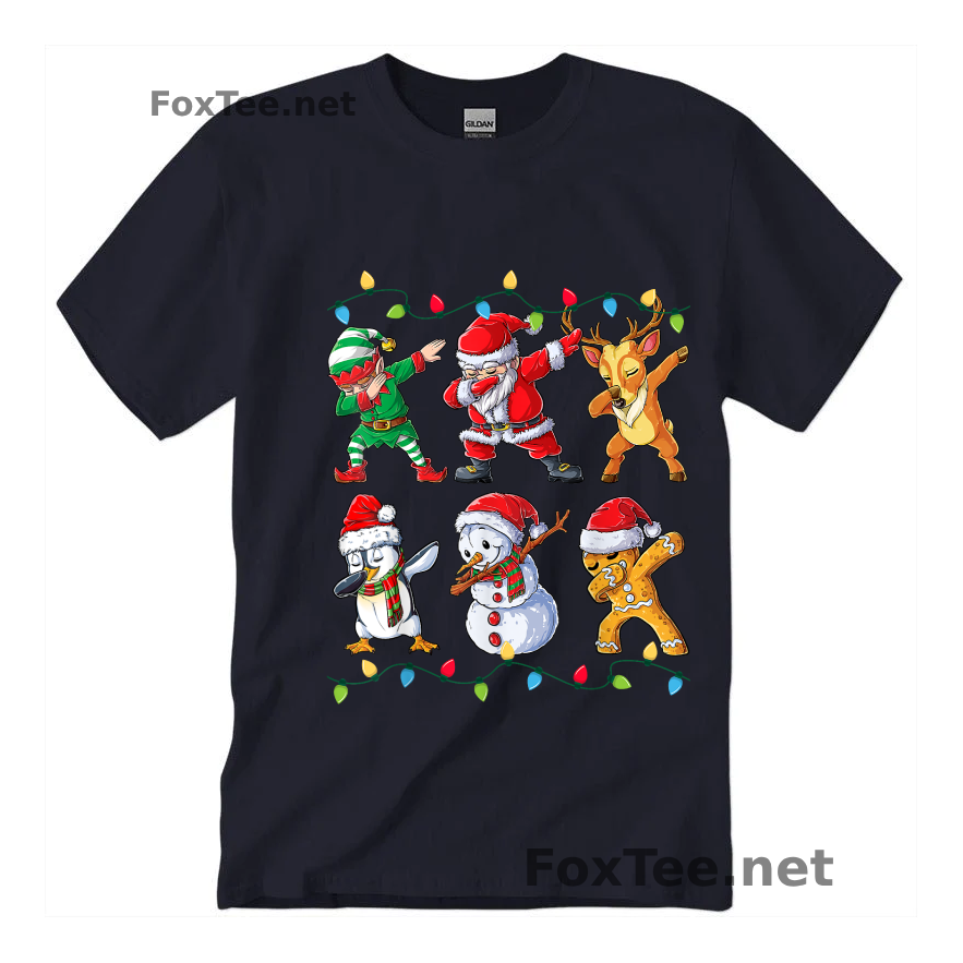 Thumb Dabbing Santa Elf Friends Christmas -  Funny Xmas Dab T-Shirt - Navy