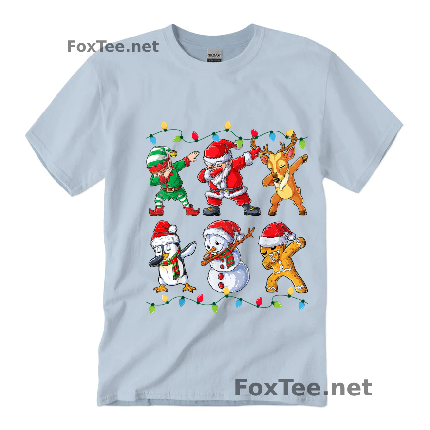 Thumb Dabbing Santa Elf Friends Christmas -  Funny Xmas Dab T-Shirt - Light Blue