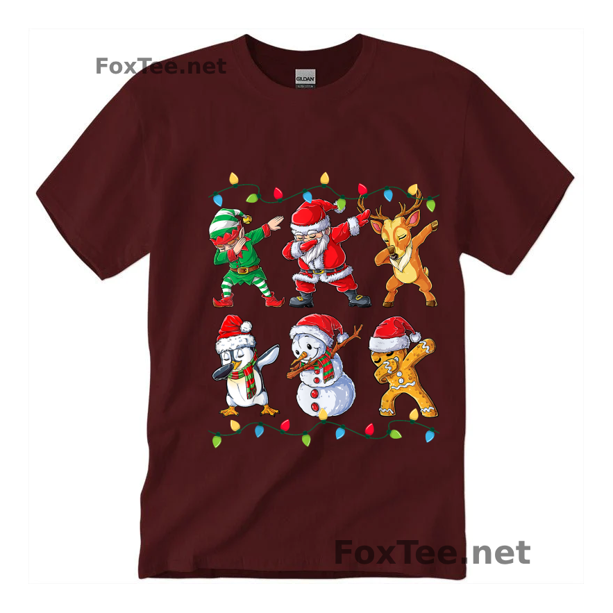 Thumb Dabbing Santa Elf Friends Christmas -  Funny Xmas Dab T-Shirt - Maroon