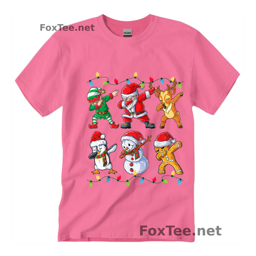 Thumb Dabbing Santa Elf Friends Christmas -  Funny Xmas Dab T-Shirt - Azalea