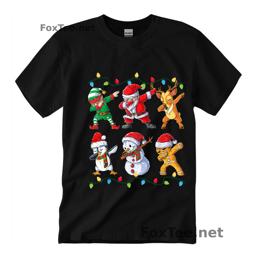 Thumb Dabbing Santa Elf Friends Christmas -  Funny Xmas Dab T-Shirt - Black