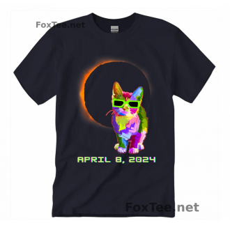 Solar Eclipse 2024 Cat Wearing Solar Eclipse Glasses T-Shirt